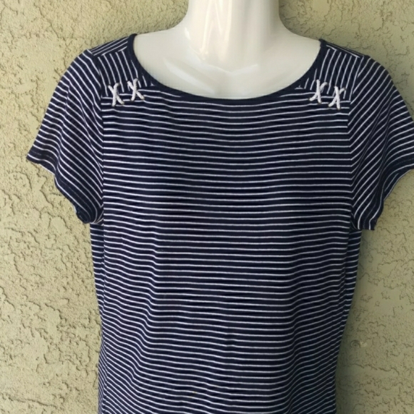 Ralph Lauren blue/wht striped shirt blouse - Picture 6 of 8